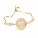 Silver Rose Name Personalized Stone Women's Bracelet